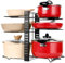BELLE VOUS Organizador de Ollas y Sartenes - Soporte Ajustable de 8 Niveles para Orden de Alacena - Separador Vertical para Ordenar Cazuelas Platos Tapas y Menaje de Cocina