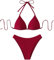 GORGLITTER Damen Push Up Bikini Sets Triangel Bademode Neckholder Swimsuit Zweiteiligwe Badeanzug Bordeaux M