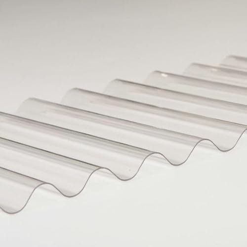 1x Lichtplatte Lichtplatten Wellplatte 110x50 cm Dicke 2 mm PVC Welle 177/51 5 Wellen klar als Reparatur Ersatz 50 cm lang