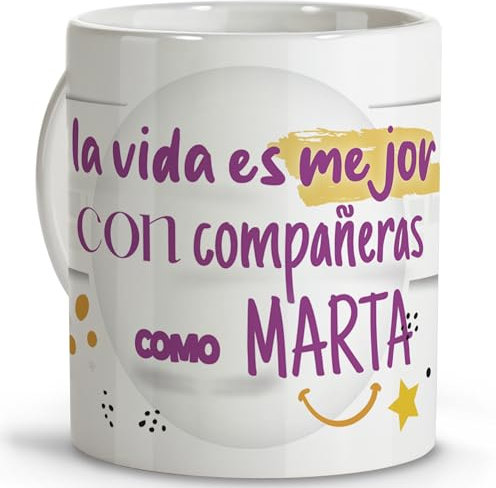 LolaPix Regalos para compañeros de trabajo. Tazas personalizadas. Tazas originales para regalar. Regalo compañera trabajo. Regalo amiga. Taza cerámica 330 ml.