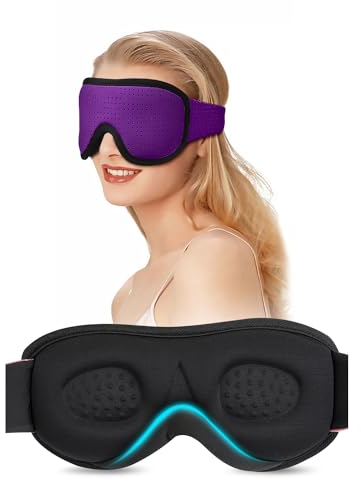 Schlafmaske für Herren Frauen, 3D Weiche Augenmaske Seitenschläfer Lichtblockierend Schlafbrille mit Verstellbarem Gummiband mit Memory Foam für Nickerchen Reisen