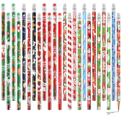 HOWAF 36 Stück Bleistift Weihnachten mit Radiergummi Weihnachten Geschenke Weihnachtsbleistifte Bleistifte Kinder für Adventskalender Weihnachtsgeschenke Christmas Gifts Mitgebsel Kindergeburtstag