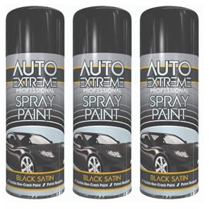 PEBBLE HUG Black Satin Spray Paint, Fast-Drying Formula, Long-Lasting Durability, Suitable For Wood, Metal, Plastic, Ideal for Crafting, Home Decor, Furniture, 400ml, (3 Pcs)