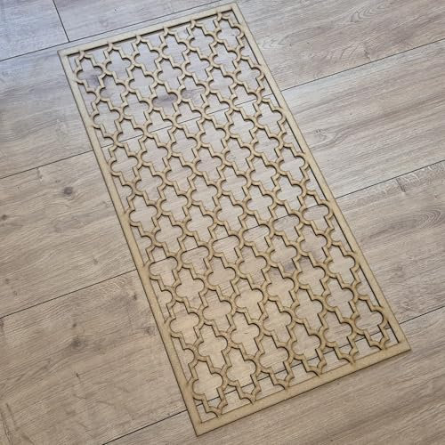 Quatrefoil Moroccan Pattern Screen Radiator Cabinet wall Decorative Screening-grille- Perforated MDF panel (1200x600mm) 0186 (6mm Primed White, 120cm by 60cm)