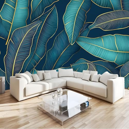 3D Panoramique Murale Texture Luxueuse De Feuille De Bananier Vert Papier Peint Intissé 200x140 cm pour Salon Chambre Enfant Chambre Décoration Murale Poster Tableaux Photo Muraux