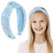 Molain Serre-Tête Noué À Paillettes Bandeau Arc-En-Ciel Irisé Scintillant Joli Bandeau À Paillettes Pour Filles Et Enfants (Bleu)