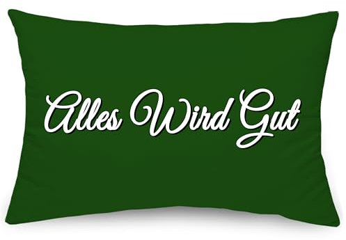 Aufmunternden Geschenke für Frauen Männer Motivierenden Kissenbezüge für Freundin Glück Grünes Deko-Kissen mit Aufschrift Alles wird gut, Zierkissenbezug Sofakissen 50 x 75 cm (Alles Wird GUT)