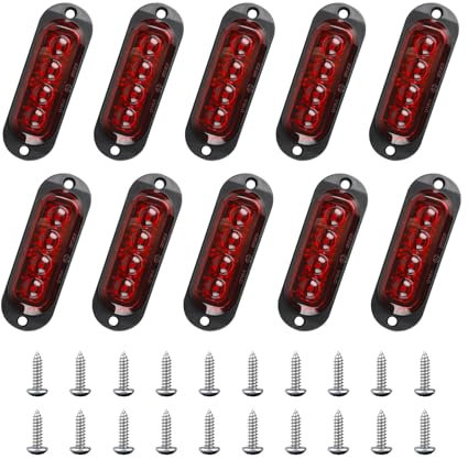 ECLECO 10er Frontblitzer 12-24V LED Blitzer Seitenmarkierungsleuchte Stroboskop Blitzer Auto Anhänger-Seitenleuchte Licht E8 Blinklicht Auto PKW Warnlicht für LKW Traktor Wohnmobil Wohnwagen Rot