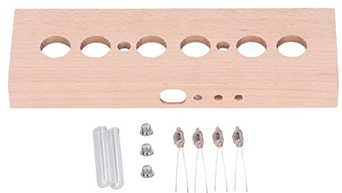MOZUO Nixie-Röhrenuhr, DIY Leuchtröhrenuhr-Set, 4 Lampen, Buchenholzgehäuse, IN14-Röhrenuhr-Ersatzset für Vintage-Raumdekoration