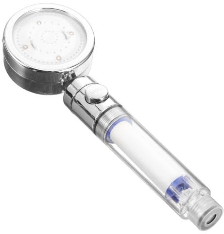 Gadpiparty LED Duschkopf mit Filter und Stopp Taste in Blau für Bad | Beleuchteter Brausekopf mit Filterkartusche, Einhand Stopp Taste, Blauem Licht und Handlichem Design für Badezimmer Dusche