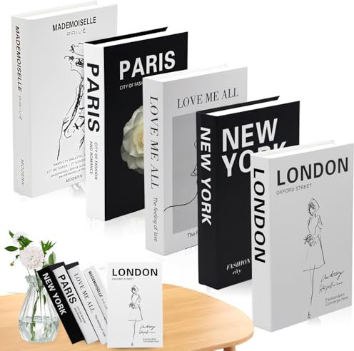 YUJUVI Deko Bücher für Heimdekor 5 Stk Fake Books Dekorative Bücher Dekobücher Faltbare Kartonschachtel nurGefälschte Bücher Display für Home Couchtisch Regale Dekobücher für Büro (5 Stück Set Deko C)