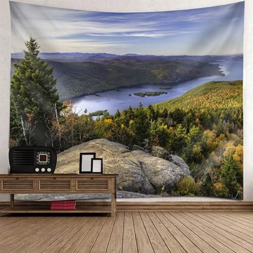 Aotiwe Tapestry Aesthetic, Wandbehang XL Berge und Seenlandschaft Blau Grün 300x256cm Aesthetic Room Decor