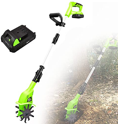 XCSCUK Electric Scarifier, Cordless Handheld Rotavator, Portable Electric Tiller, for Gardens, Vegetable Plots, Greenhouses