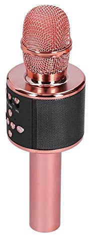 Joyance Wirel Bluetooth Microphone, LED Portable Microphone for Family Gathering and Birthday Party, Rose Gold, Compact Design, Easy to Use