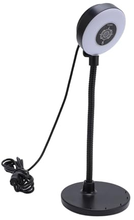 5 MP Webcam mit Fülllicht, Autofokus und biegbarer Stange, USB-Webcam mit Mikrofon für Online-Lern-Streaming, 3 Farbmodi, Basis aus Aluminiumlegierung