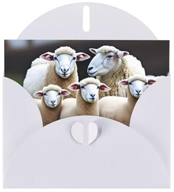 XBKGOHA Weiße Grußkarte mit Schafen und Lämmern, bedruckt für festliche Geburtstagsparty-Einladung