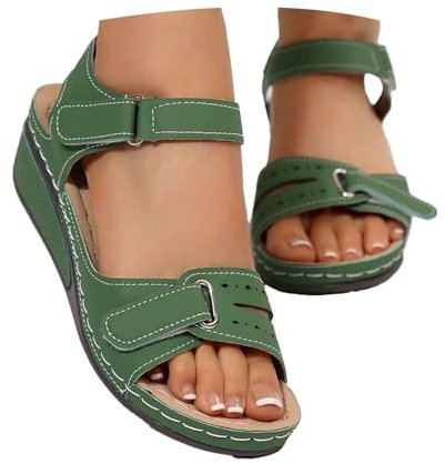 Sandales et Nu-Pieds Femme - Crochet et Boucle Réglables Sandales de Marche Confortable Orthopédique Chaussures Plateforme Scratch Chaussure Respirantes Bout Ouvert Sandale de Plage