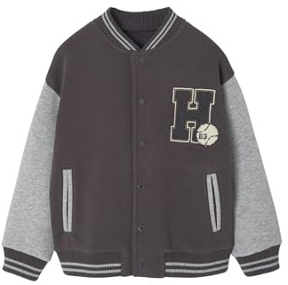 Vertbaudet College-Sweatjacke mit Aufnäher Jungen anthrazit 140