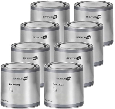 SIMPLETEK - 8x Barattolo 1 Kg Vernice Zincante Protegge dall'Ossidazione Anticorrosivo Finitura Verniciabile Galvanica 900 ml (8 pezzi)