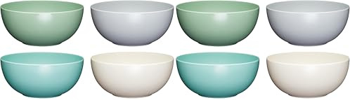 Colourworks Plastic Bowls, Unbreakable Pasta Bowls, Lightweight Shatter-Proof Melamine, Set of 4, Classic Colours (Pack of 2)