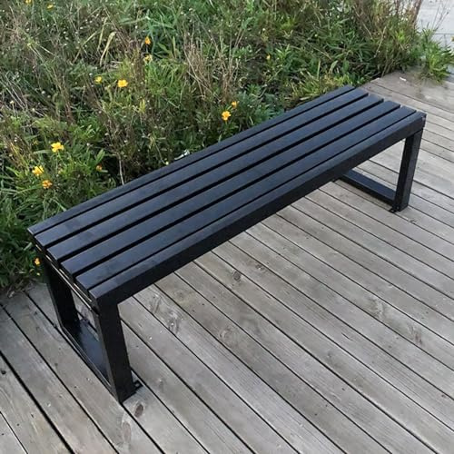 Gartenbank, Parkbank, Terrassensitz, verzinkter Stahlsitz, rückenfreier Gartenstuhl, langlebige Outdoor-Möbel für Rasen und Terrasse