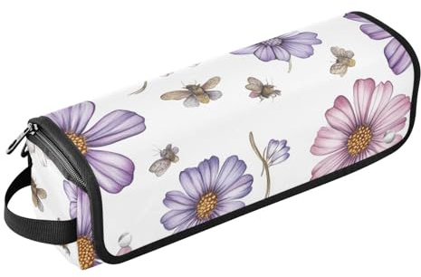 famyily 2 in 1 Hair Tools Organizer with Iron Mat Waterproof Curling Iron Travel Case for Hot Tools Curling Iron Flat Irons Hair Volumizer Styler, Vintage Osteospermum White