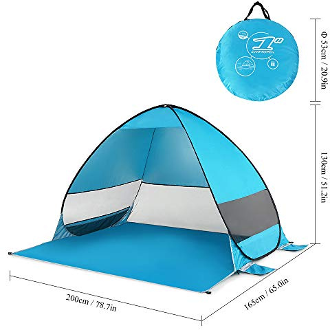 Automatisches Pop-Up-Strandzelt Cabana, tragbar, sofort aufbaubar, UPF 50+, Sonnenschutz für Camping, Angeln, Wandern, Outdoor-Aktivitäten, Blau, Grün, 78,7 x 65,0 x 51,2 Zoll