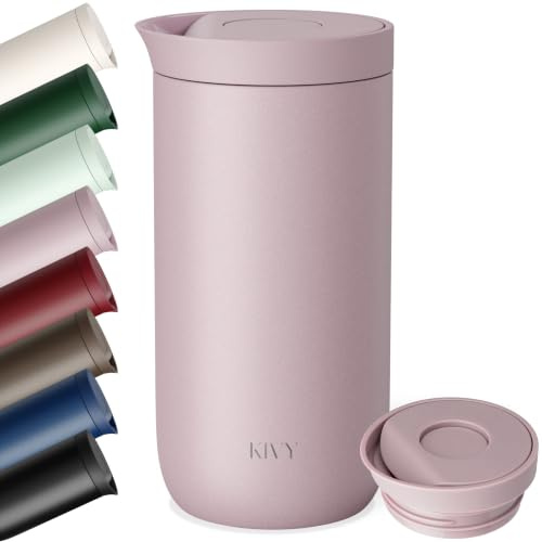 KIVY Tazza da Caffè da Viaggio [24h Freddo | 6h Caldo] Tazza da Caffè Isolato in Acciaio Inox - Tazza da Viaggio Anti-Perdita - Tazza Isolato da 470 ml da Portare per Bevande Calde e Fredde - Tazze