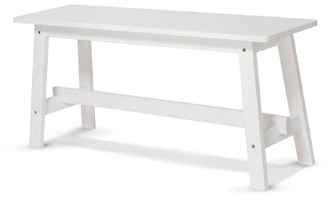 KHG Holzbank Sitzbank Flur Garderobenbank Schuhbank 100x45x29 cm - Gummibaum Holz Massiv bis 200 kg belastbar - Bettbank Landhausstil Weiß lackiert