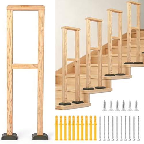 Treppengeländer Modern, Handlauf Treppe Innen & Außen, Treppenhandlauf Holz, Balkongeländer, Stiegengeländer Stabil & Sicher, Seitliche Montage