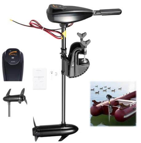 Wiefiche Elektrisch Außenborder Bootsmotor 12V 626W, Aussenbordmotor mit 5 Vorwärts- & 3 Rückwärtsgänge, Trollingmotor, Echtzeit-Batterieüberwachung, Für Schlauchboote & Fischerboote