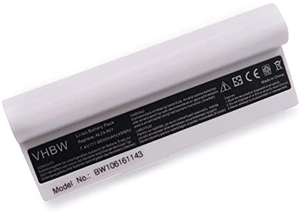 vhbw Batería Compatible con ASUS EEE PC 1000H, 1000, 1000HA, 1000H Go, 901, 1000HG, 1000HE, 1000HD Notebook (6600 mAh, 7,4 V, Li-Ion) - Blanco
