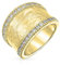 Bling Jewelry Bague Large En Laiton Plaqué Or Jaune 14K Avec Finition Martelée Brossée Déclaration De Mode Accent CZ De Style Moderne Personnalisé