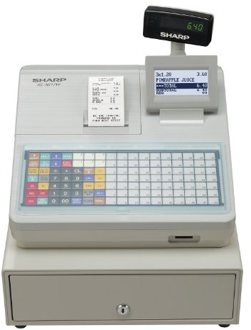 Sharp Cash Register with Flat Keyboard - White