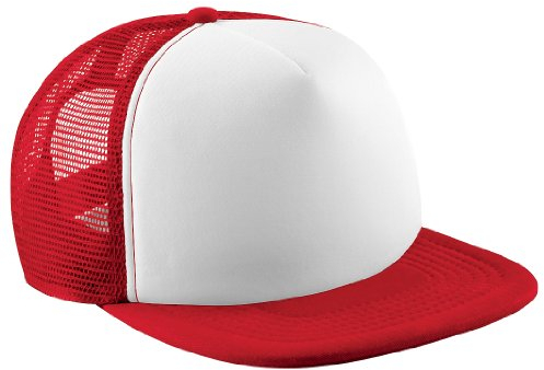 Beechfield Junior Baseball Kappe Vintage mit Netz (One Size) (Rot/Weiß)