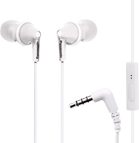 PANASONIC ErgoFit Earbud Headphones with Microphone and Call Controller Compatible with iPhone, Android and Blackberry - RP-TCM125-W - In-Ear (White)