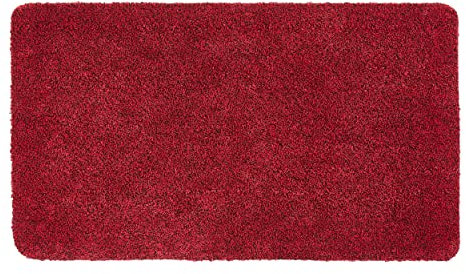Schmutzfangmatte innen waschbar 75x130 cm – Sauberlaufmatte rot 100% Baumwolle Matte - Entra SAUGSTARK - rutschfeste Fußmatte pflegeleicht