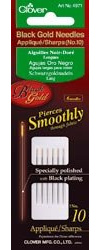 Clover 74793 Black Gold Applique-Sharps Needles-Size 10 6-Pkg
