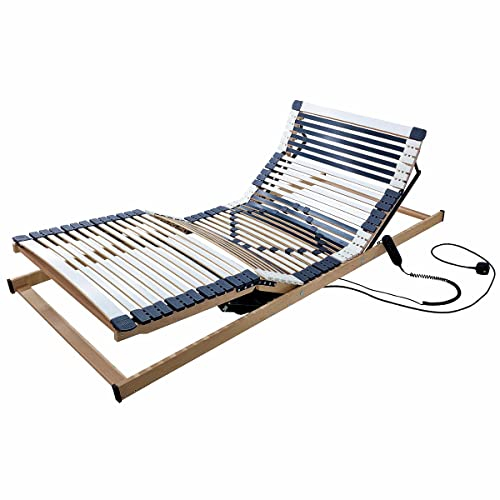 Matratzen Perfekt Orthopädischer 7-Zonen Lattenrost Elektrisch – 100x200 cm 7,5 cm hoch 44 Leisten Härtegrad-Regulierung FERTIG MONTIERT bis 250 kg belastbar – Made in Germany
