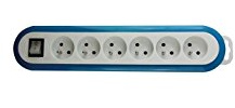 PEREL - EB6CB 6-fach Steckdosenleiste mit Schalter blau/weiß 176575