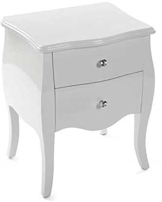Versa Cagliari Nachttisch Kleiner oder zusätzlicher Tisch für das Schlafzimmer oder das Wohnzimmer, mit 2 Schubladen, Maßnahmen (H x L x B) 60 x 39 x 50 cm, Holz, Farbe: Weiß