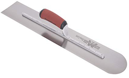 Frattazzo lisciante Marshalltown con frontale tondo, manico curvo DuraSoft, in acciaio al carbonio, molto adatto per terreno e calcestruzzo, dimensioni del frattazzo: 610x102 mm