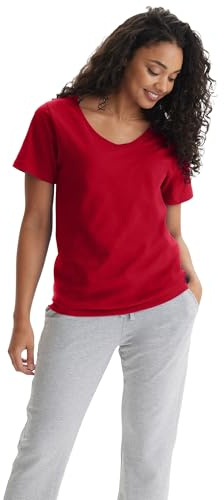 Hanes Women's Nano- V-Neck T-Shirt Deep Red Small