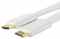 À Définir – Câble Plat HDMI 1.3 Mâle/Mâle Conex Or 5 m Blanc