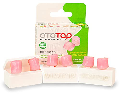 Ototap Tapones Para Oídos De Silicona Moldeables,Aislantes,Cómodos Y Reutilizables.Especiales Para Natación O Protección Contra Agua O Ruidos Fuertes.Con Estuche De Viaje, color Rosa,6 Unidades