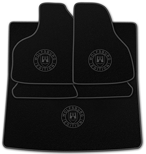 Passgenaue Fußmatten aus schwarz-Nadelfilz (Q100) mit Print WOB Rand und Druck Farben kann gewählt werden