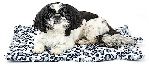 Furhaven Small Cat Bed ThermaNAP Quilted Faux Fur Self-Warming Pad, Washable - Snow Leopard, Small