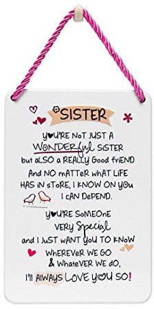 Zinn-Plaque mit inspirierenden Worten Sister (Schwester)