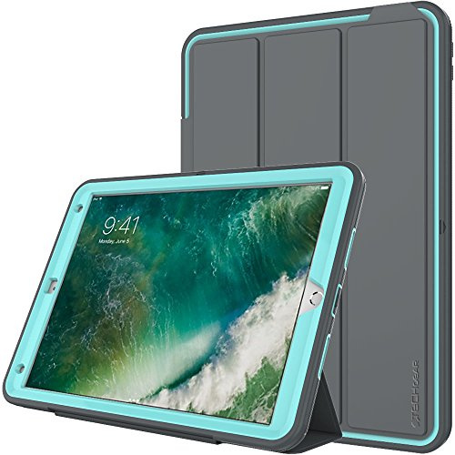 TECHGEAR D-FENCE Case fits Apple iPad Air 3 2019, iPad Pro 10.5, Shockproof Tough Rugged Protective Armour Smart Case with Detachable Screen Cover/Stand - Kids Schools Builders Workman Case, Aqua