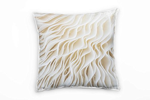 Paul Sinus Art Macro, Pilz, Lamellen, beige, Creme Deko Kissen 40x40cm für Couch Sofa Lounge Zierkissen - Dekoration zum Wohlfühlen